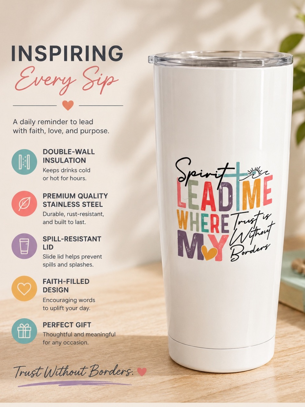 Hand Crafted White Tumbler with Multicolor Lettering